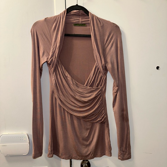 Soft pink long sleeve wrap top - Picture 2 of 4